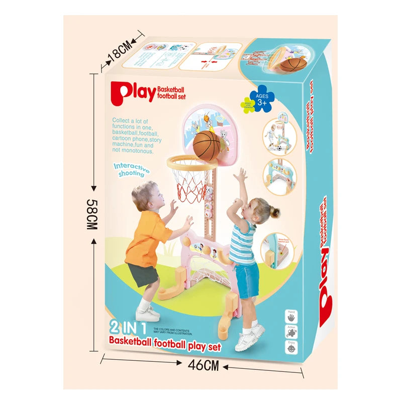 Carton Popular Toy Kids Activity 2in1 Basketball Stand Play Football Set