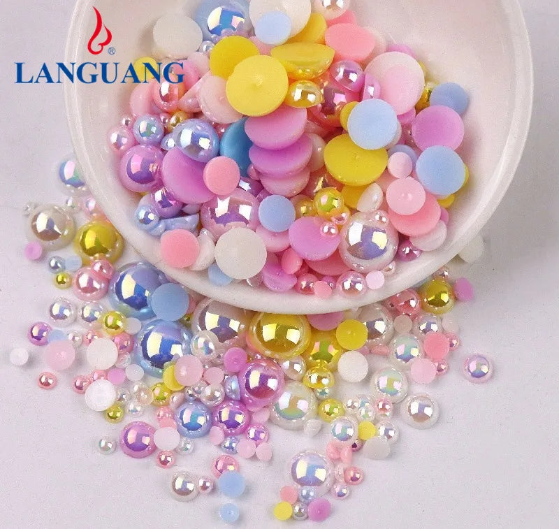 Wholesale 3-10mm ABS Plastic Imitation Pearl Beads Bulk Semi Round Grade 3A Nail Art Accessories