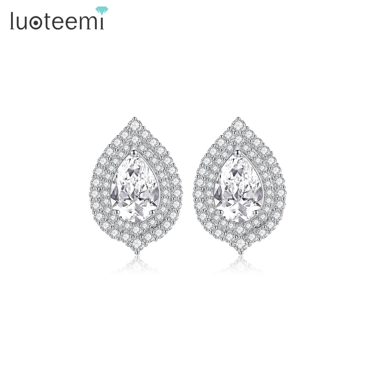 LUOTEEMI Woman Stud Jewellery Earing Luxury Cubic Zirconia Trendy New Zircon Fashion Large Modern Earrings