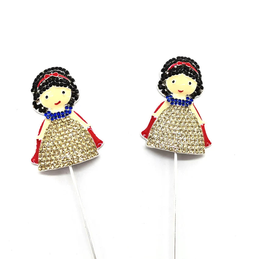 Customized Fairy Tale Princess Cake Topper Rhinestone Cartoon Figure for Kid's Christmas Birthday Party Supplies