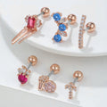 High-End Personalized Geometry Color Zircon Ear Bone Nails 18K Gold Plated Fine Rod Piercing Jewelry Earrings Studs for Women