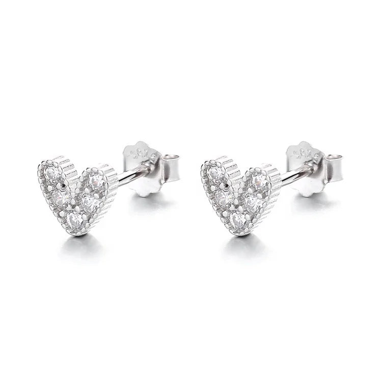 Dainty Heart Mini Stud Earrings in Real Silver 925 Love Simple Jewelry for Kids