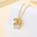 Cross-border Hot Sale 18K Gold Stainless Steel Necklace Design Sense Zircon Necklace Vintage Exquisite Bow Necklace
