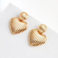 Wholesale Customizable Metal Threaded Heart Shape Round Stud Earrings for Women