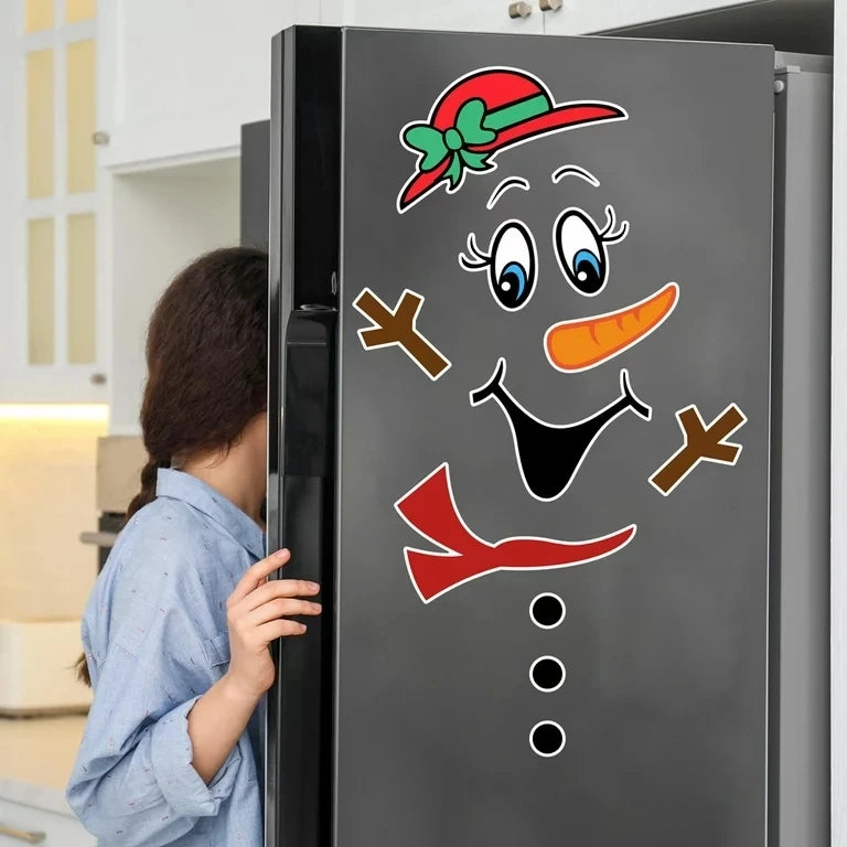 Magnetic Refrigerator Sticker Christmas Snowman Expression Cartoon Magnet Stickers for Fridge