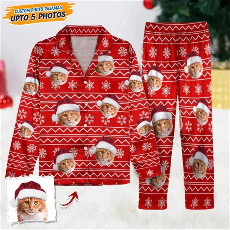 Luxury 2-Piece Womens Pajamas Set High Quality All Over Print Polyester Knitted Fabric Soft Sleepwear for Autumn and Spring