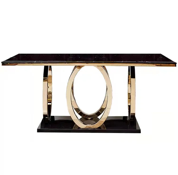 2022 Italian Model Dining Tables in Dining Room Furniture Modern Extension High Gloss Luxury OEM Marble Top Gold Stainless Steel