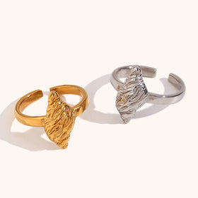 ERESI New Boho Jewelry Summer 18K PVD Gold Plated Ocean Ring Gift Stainless Steel Conch Opening Ring for Women