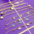Dainty Customizable Wholesale Enamel Name 18K Gold Plated Stainless Steel Kids Fashion Waterproof Jewelry Bracelet for Women