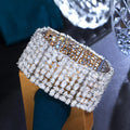 Glittering Cubic Zircon Paved Hollow Big Wide Chunky Party Bracelet Bangle Women Wedding Jewelry for Ladies Fashionable Design