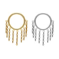 Wholesale G23 ASTM F136 Titanium 16G Hinged Segment Clicker Septum Nose Ring with Tassel Chain Cartilage Earring Helix Piercing