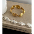 Stainless Steel Gold Plated Hollow Linked Shell Bracelet Geometric Clasp Bracelets Women Trendy Boho Vintage Luxury Jewelry Hot