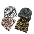 Women Men Winter Hats Leopard Print Beanies Double Layers Thick Knitted Leopard Pattern Slouchy Beanie