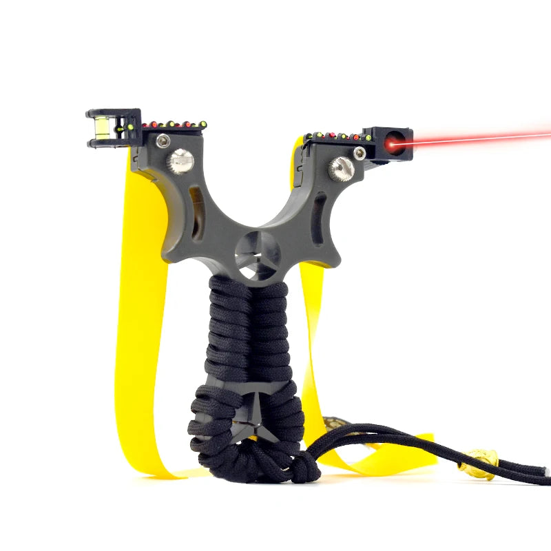 Mercedes Super Hard Resin Slingshot with Laser Aimed Catapult for Outdoor Hunting Using Flat Leather Rubber Bands for Novices