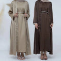 S-XXL Dubai Spring/Summer Solid Color Beaded Dress Robe