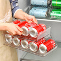 Modern 2-Layer Automatic Rolling Beverage Organizer Plastic Freezer Countertop Cabinets Pantry Storage for Soda Can Drink Glass