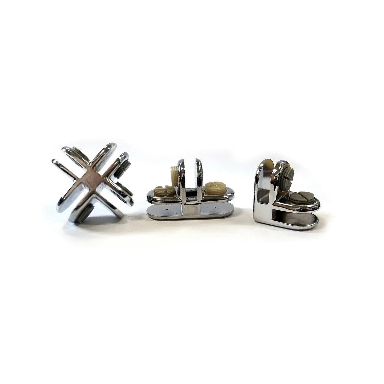 Customizable 2/3/4 Way Chrome Plated Glass Cube Connector Nylon Screws Adjustable Size Efficient Display Supermarket Supplies
