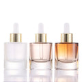 New Thick Bottom 30ml 1oz Skin Care Essence Flat Shoulder Glass Bottles Cylindrical Gradient Purple Essential Oil Dropper