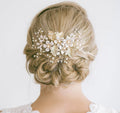 Flowers with Rhinestones and Pearl Bridal Hairclip Bridesmaid Hairpiece Headpieces for Wedding