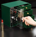 Velvet Drawers Green Jewelry Packaging Boxes AcrylicJewellery Organizer Box Earrings Ring Necklace Bracelet Desk Organizer Box