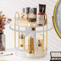 360 Rotating Bathroom Makeup Organizer Plastic Countertop Skincare Dresser Rack With Perfume Spinning Feature Lazy Susan Storage