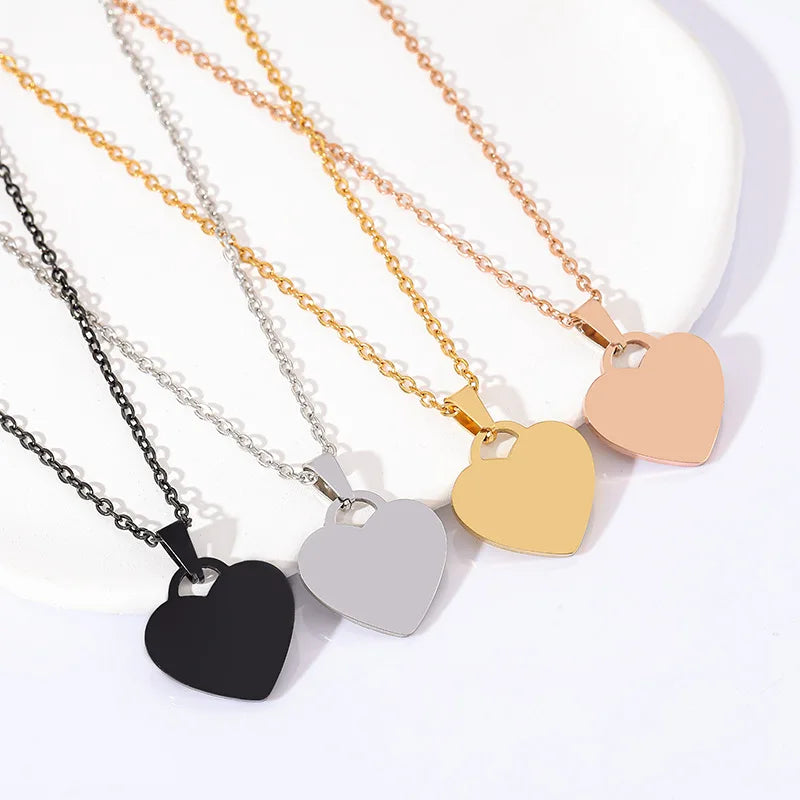 Factory Stainless Steel Necklace Heart Blank Laser UV Color Printing Blank Material Engraving Fashionable Pendant