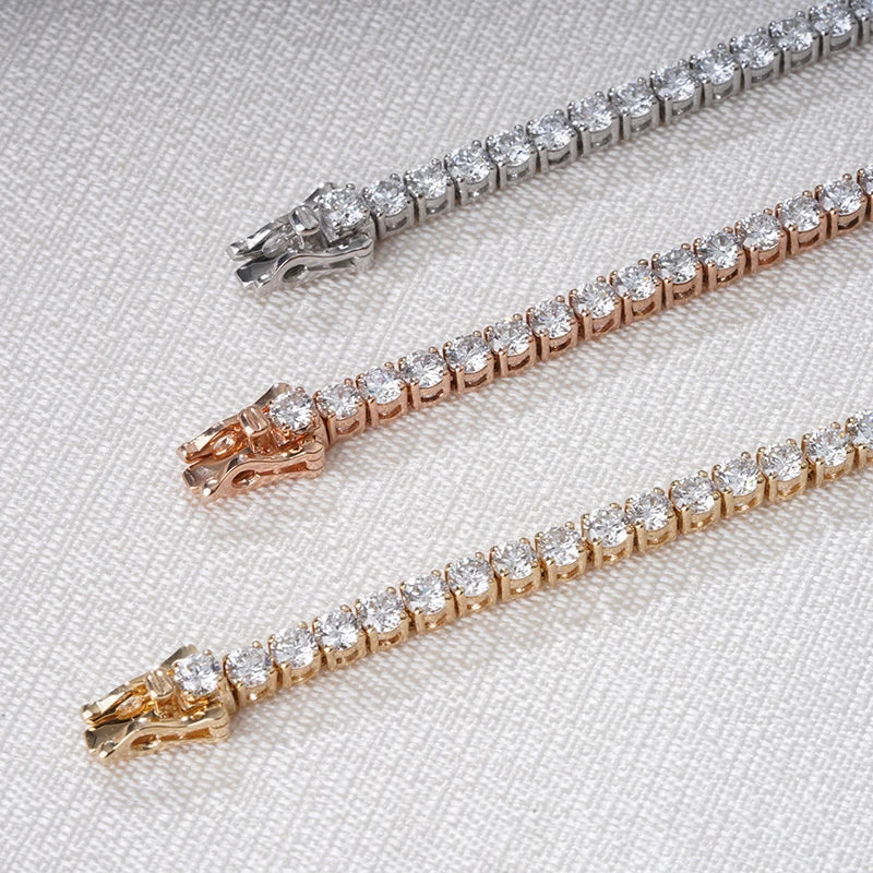 Starsgem 3mm 4mm 5mm 6mm 14K Solid Gold Lab Grown Diamond Tennis Bracelet Necklace Tennis Chain