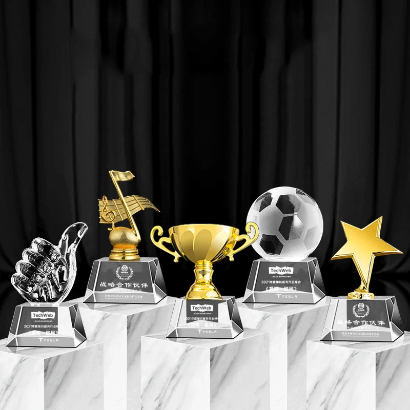 Honor of Crystal Blank Golf Customized Trophies Crystal K9 Crystal Trophy Awards Engraving Glass Award Trophy With Star