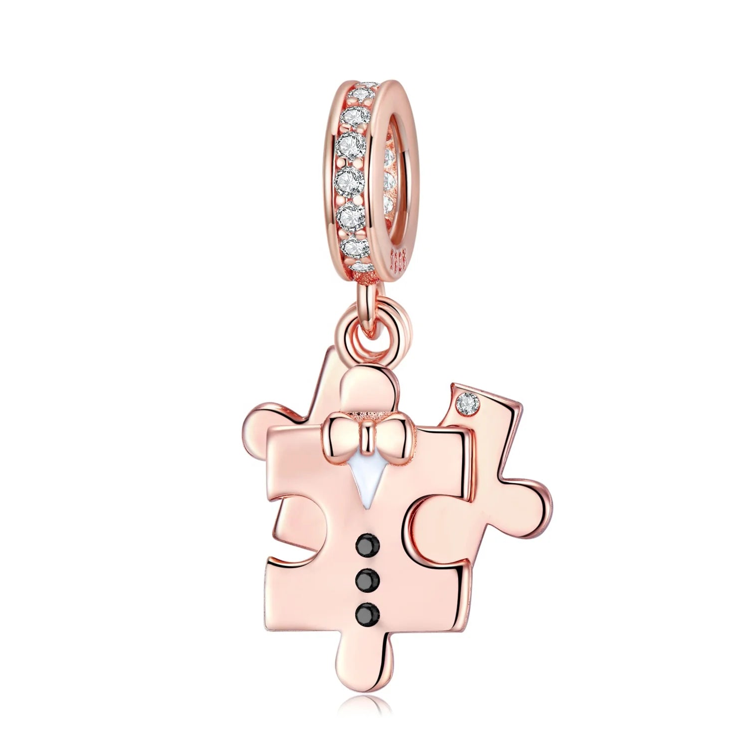 Bow Tie Suit & Skirt Puzzle Pendant Real 925 Sterling Silver Beads for Women Jewelry Charm Bracelet Making Valentine's Day Gift