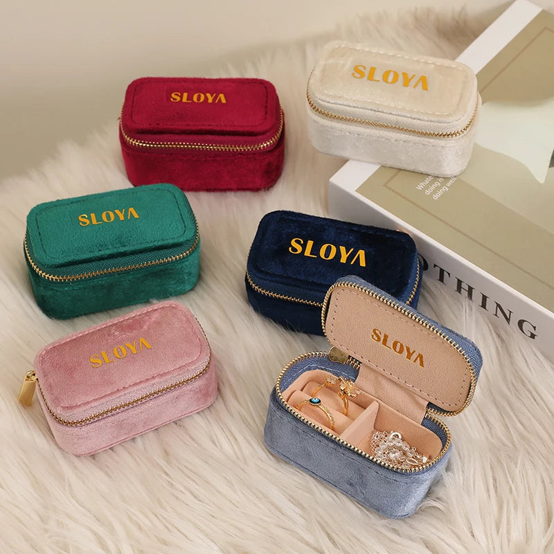 Wholesale Luxury Flannel Pink Velvet Bangle Bracelet Necklace Ring Packaging Box Custom Logo for Luxury Jewelry Gift Boxes