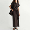 2025 New Arrival  Y2k Wholesale Custom Short Sleeve Cotton Linen Clothes Womens Dresses