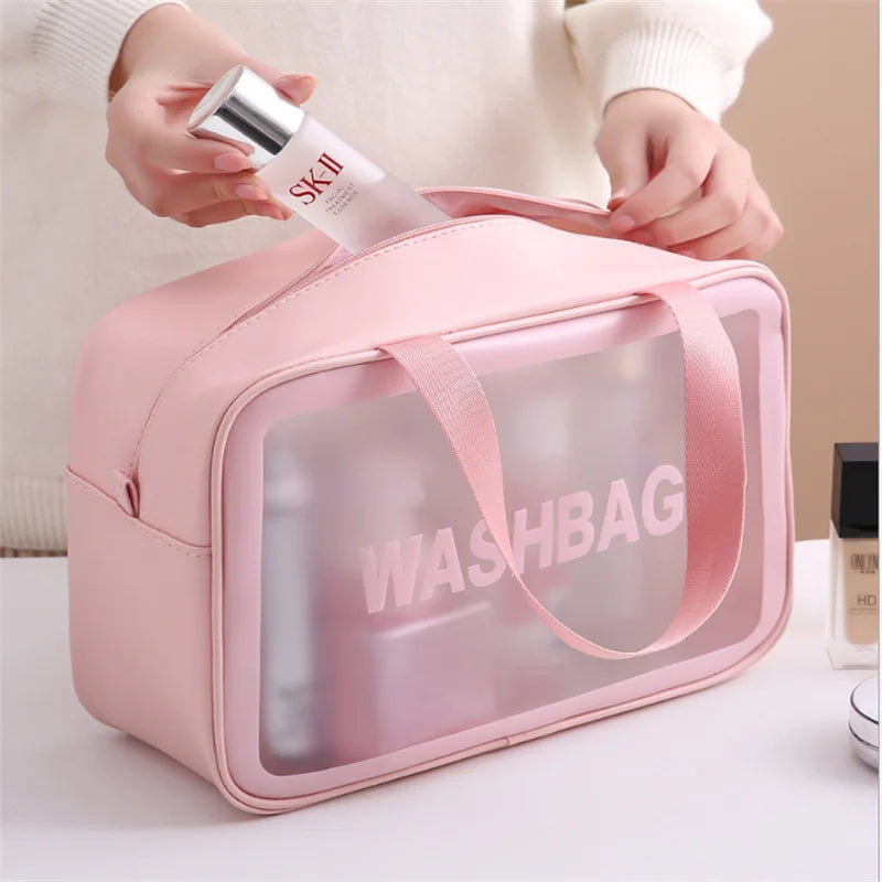 Waterproof Pvc Pu Zipper Type Handle Makeup Organizer Travel  Make up Cosmetic Wash Bag