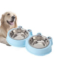Professional Supplier's Modern Stainless Steel Double Dog Bowl Elevated Pet Feeder Silicone Outdoor Use Food Bowl Box Packaging