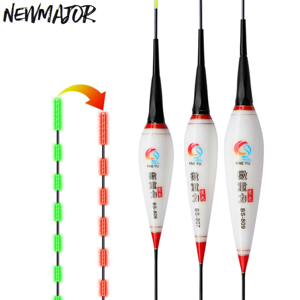 NEWMAJOR Luminous Plastic Night Fishing Float with LED Smart Fish Bite Detection Color Change Alarm Durable for Outdoor Use
