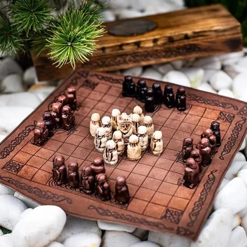 Exquisite Hand-Painted Polyresin Viking Chess Pieces Set WJB13 Medieval Norse Fantasy Tabletop Board Game Collectible Figurine