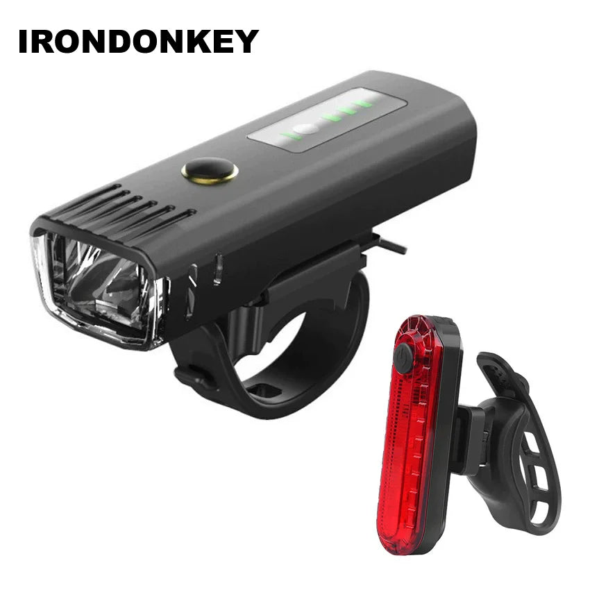 IRONDONKEY USB LED Mountain Bike Lights Front Back Headlamp Lamp Flashlight Cycling Safety Warning Light Bicycle Led Light