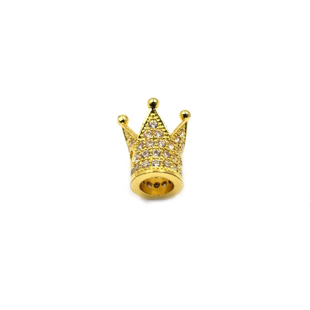 Hot Selling King Crown Shape Beads Charm Pendant Fashion Jewelry Cubic Zircon Pave Crown Shape Charms for Making Bracelets