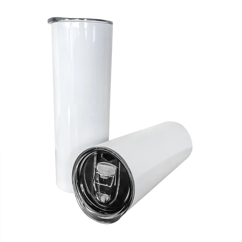 USA Warehouse 20 oz 30oz Sublimation Blank Straight Stainless Steel Skinny Tumbler with Leakproof Slide Lid