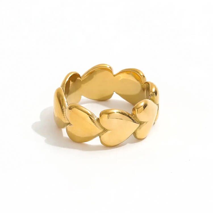 Joolim Jewelry Wholesale 18K Gold Plated Heart Shape Stainless Steel Rings for Women Dainty Rings MegaBDM