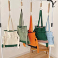 Women Joker Shopping Shoulder Bag Large Capacity Spliced Color Knit Bag