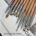High-quality Nail Brush Set Wooden Pole Nail Brush Round Head Pen Pull Pen