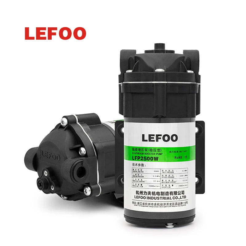 LEFOO 36V 500GPD RO Booster Pump OEM ODM Diaphragm Pump for Water Purifier for Wastewater Treatment and Reverse Osmosis System