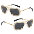 DL Fashion Diamond Sunglasses Metal Frame Custom Oval Rhinestone Bling UV400 Sunglasses for Women 2025