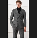 Winter Wool Suit Suit Men's Grey British Style Dress Groom Wedding Dress Double Breasted Suit