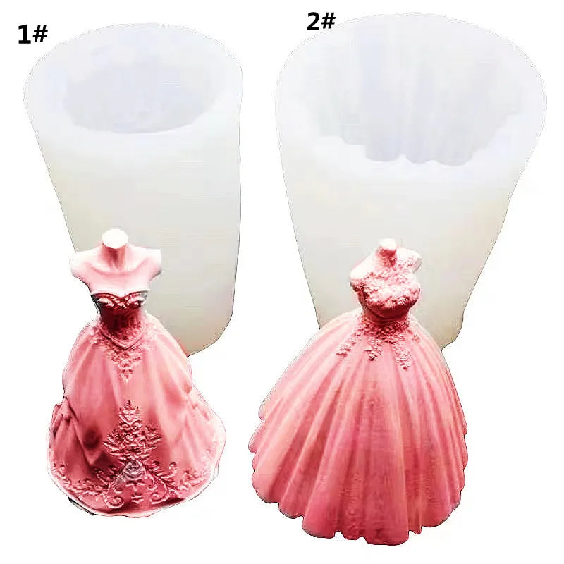Bride Dress Silicone Candle Soap Mold Wedding Dress Resin Casting Mold for Crystal Epoxy Polymer Clay Wedding Candle Mold