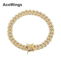 BB003 8mm 7inch 8inch Brass  Iced Out Zircon Cuban Link Bracelet Bling  Jewelry CZ Bracelet Hip Hop