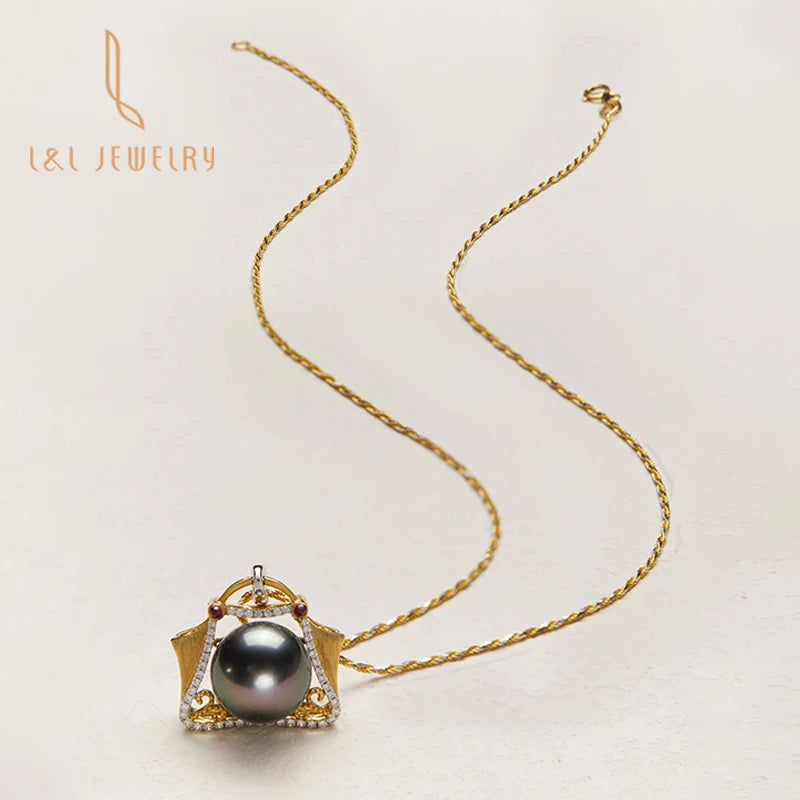 Luxury Masterpiece 18K Gold Tahiti Black Pearl Handbag Pendant Necklace AAAAA Grade Fine Jewelry Custom Personalized