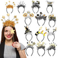 Happy New Year Headband Glitter Star Sequin Hairhoop Sliver Gold Hair Decor Party Supplies