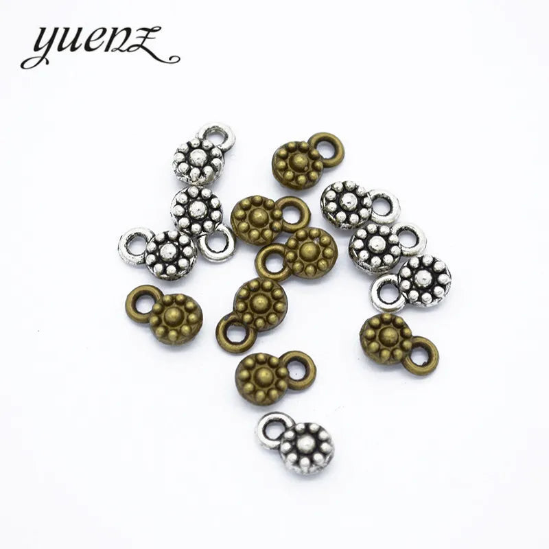 YuenZ 100pcs/bag 2colour Antique Silver Color Jewelry DIY Flower Charm Pendant Necklace Earring Bracelet Accessories 8*9mm Q1138