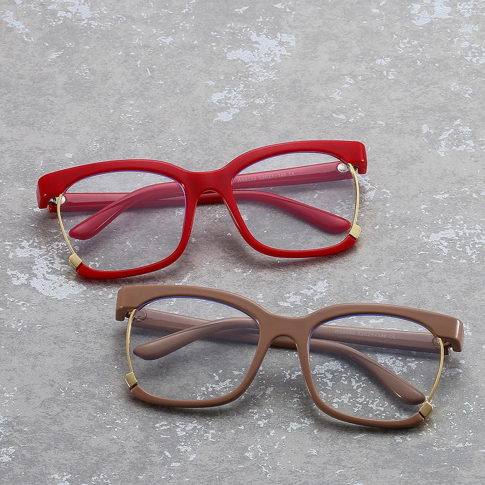 Wholesale PC Mix Metal Semi Frame Women Blue Light Blocking Optical Eyeglasses Glasses Frames